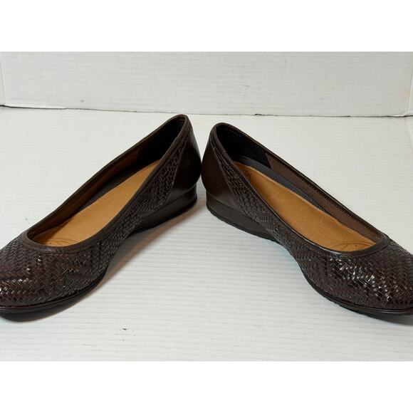 Women's Nurture Sloan Woven Brown Flat Slip On Leather Shoes Size 9.5 - Picture 6 of 8